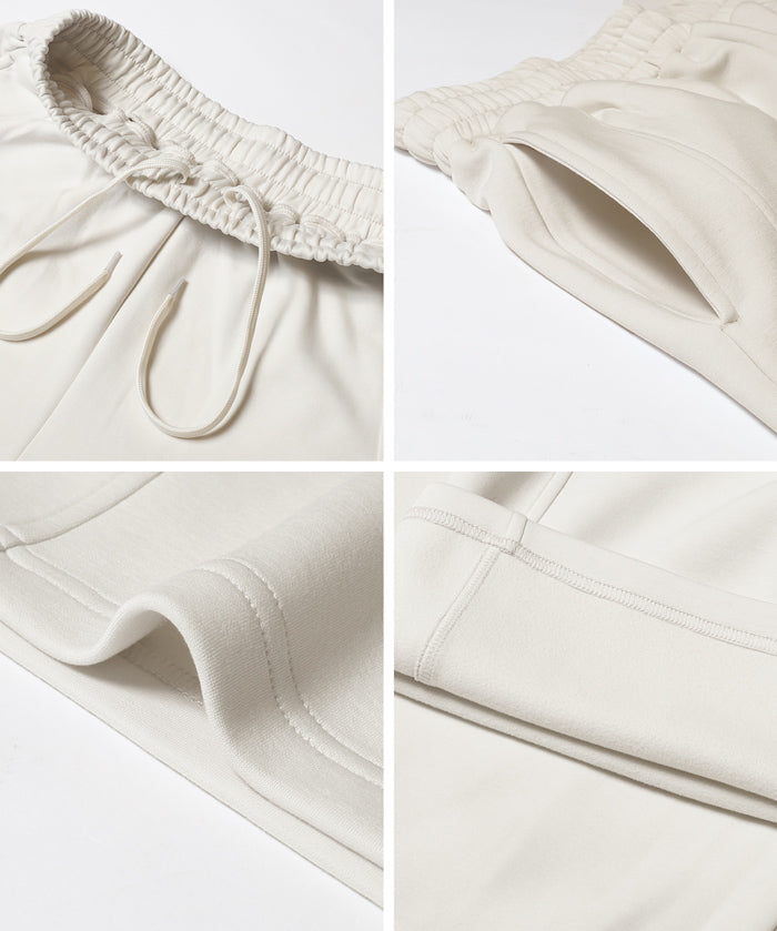 【柔軟太空棉】內裡磨毛休閒闊腿褲