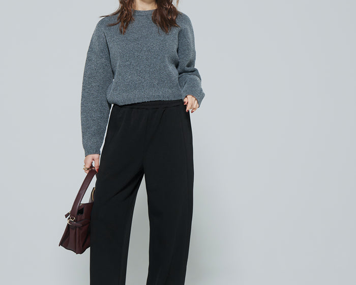 Soft space cotton lining, brushed casual wide-leg pants