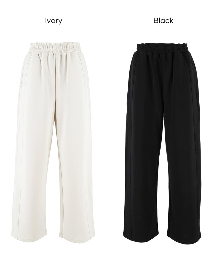 【柔軟太空棉】內裡磨毛休閒闊腿褲