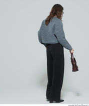 【柔軟太空棉】內裡磨毛休閒闊腿褲