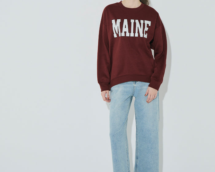 Fleece-lined logo oversized crew neck sweatshirt 
