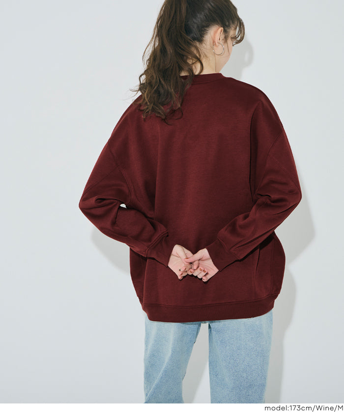 內加絨LOGO廓形圓領衛衣