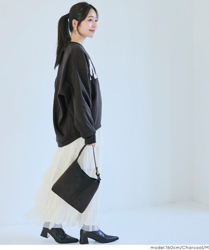 內加絨LOGO廓形圓領衛衣