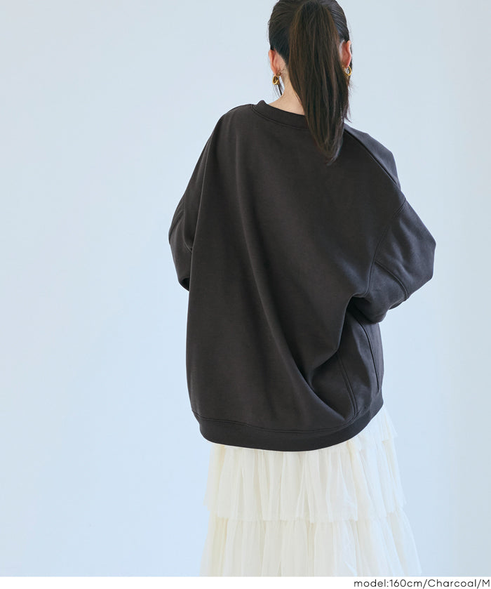 內加絨LOGO廓形圓領衛衣