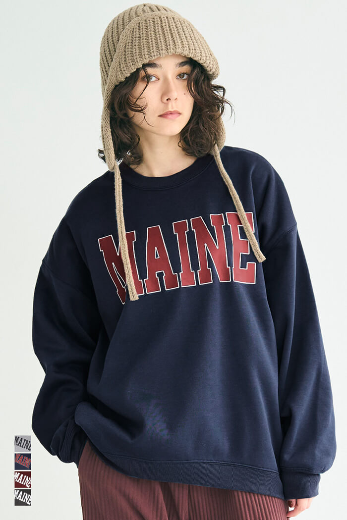 內加絨LOGO廓形圓領衛衣