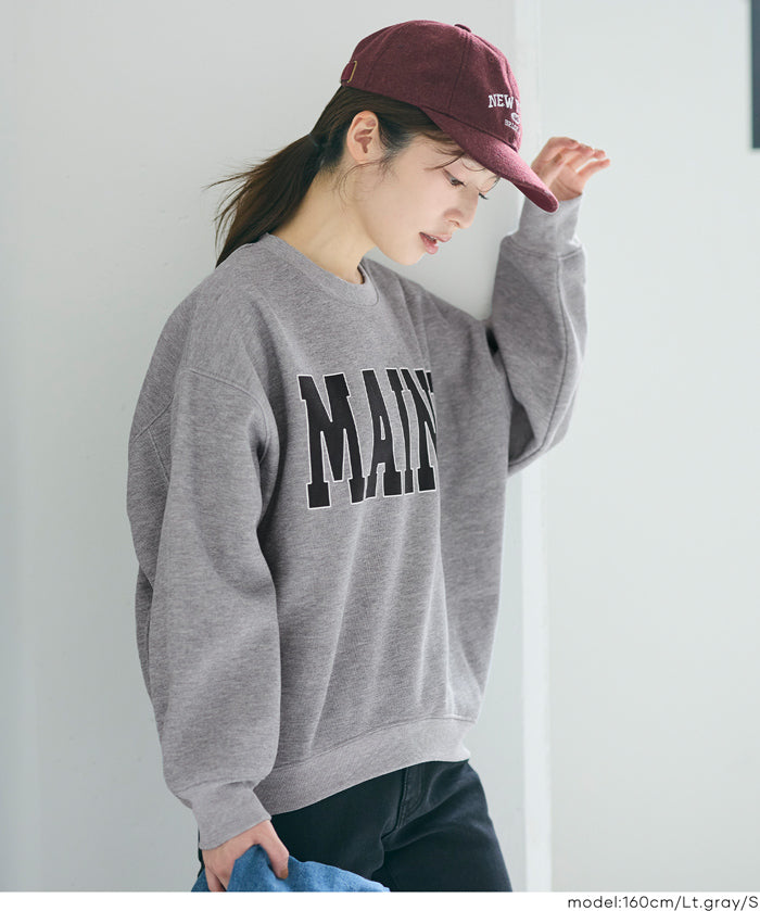 內加絨LOGO廓形圓領衛衣