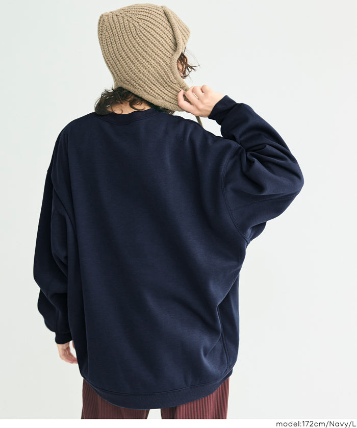 內加絨LOGO廓形圓領衛衣