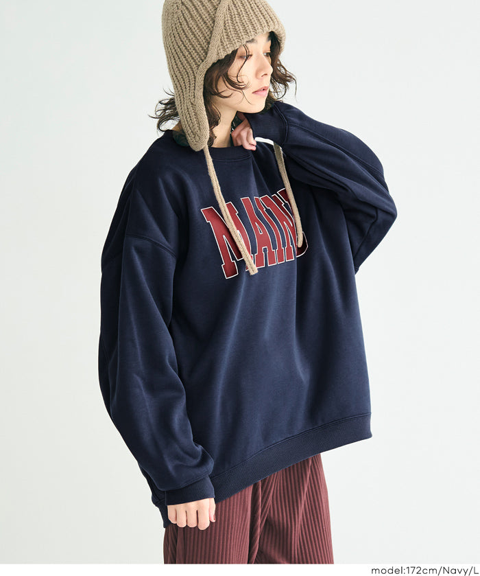 內加絨LOGO廓形圓領衛衣