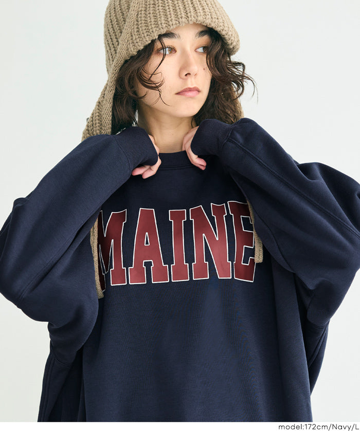 內加絨LOGO廓形圓領衛衣