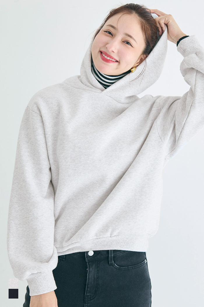 磨毛單色寬鬆連帽衛衣