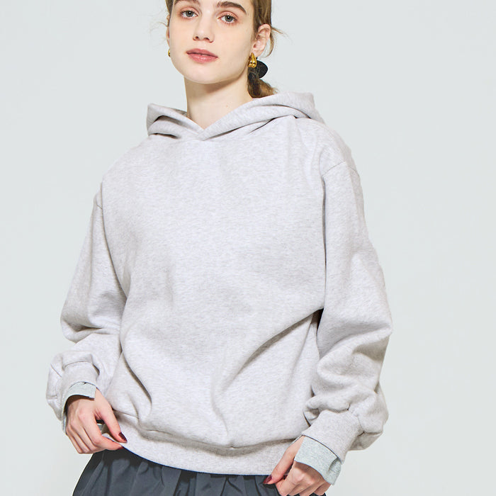 磨毛單色寬鬆連帽衛衣