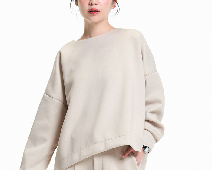 Soft space cotton long-sleeved top with back zipper