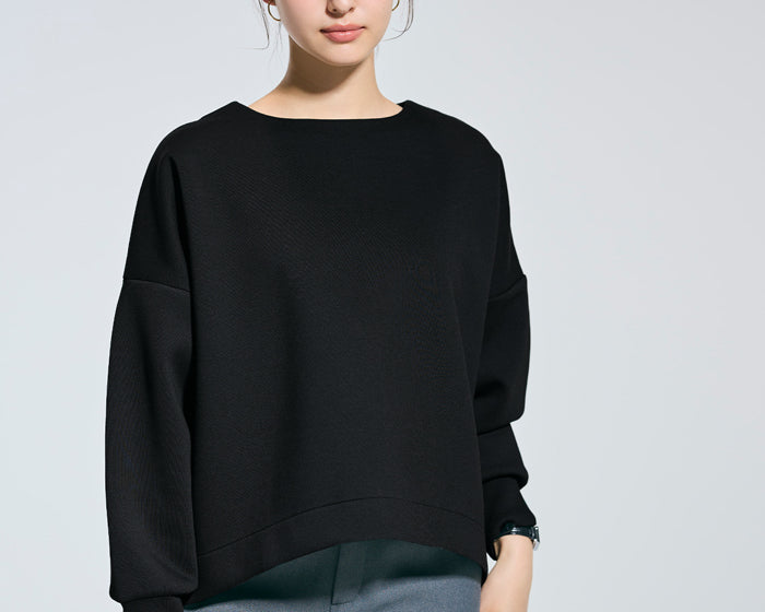 Soft space cotton long-sleeved top with back zipper
