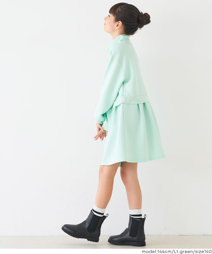 【柔軟太空棉】童裝運動風立領拼接洋裝