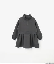 【柔軟太空棉】童裝運動風立領拼接洋裝