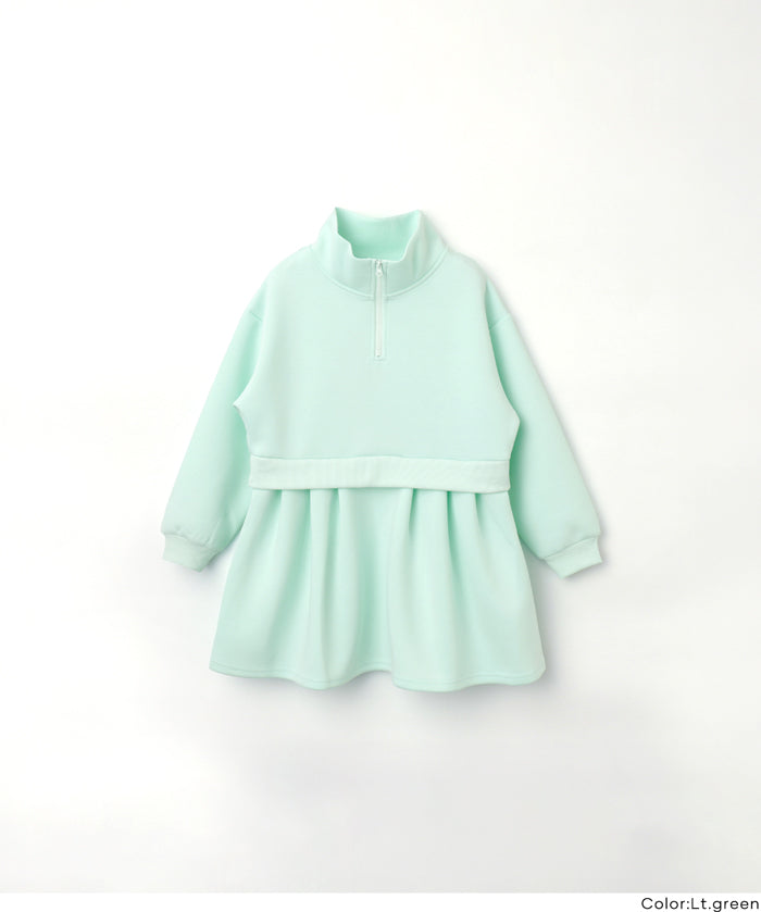 【柔軟太空棉】童裝運動風立領拼接洋裝