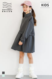 【柔軟太空棉】童裝運動風立領拼接洋裝