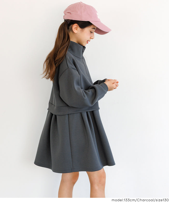 【柔軟太空棉】童裝運動風立領拼接洋裝