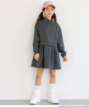 【柔軟太空棉】童裝運動風立領拼接洋裝