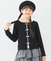 Cute children's long-sleeved top with a double-layered bow