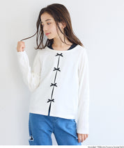 Cute children's long-sleeved top with a double-layered bow