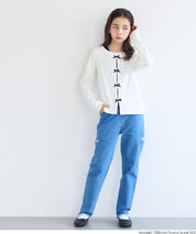 Cute children's long-sleeved top with a double-layered bow
