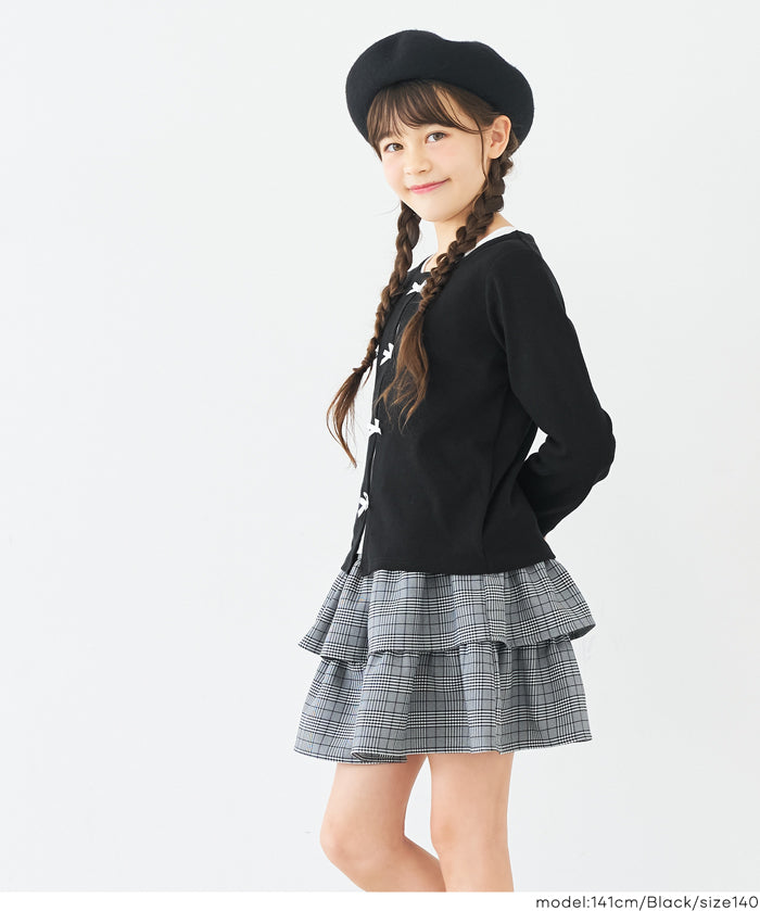 Cute children's long-sleeved top with a double-layered bow