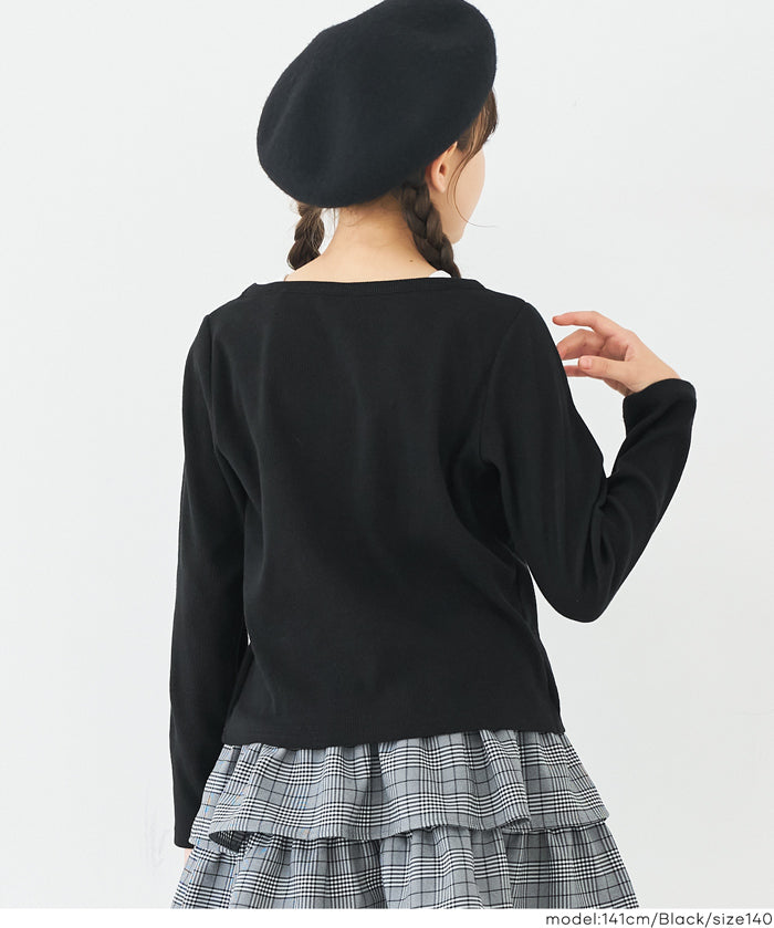 Cute children's long-sleeved top with a double-layered bow