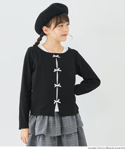Cute children's long-sleeved top with a double-layered bow