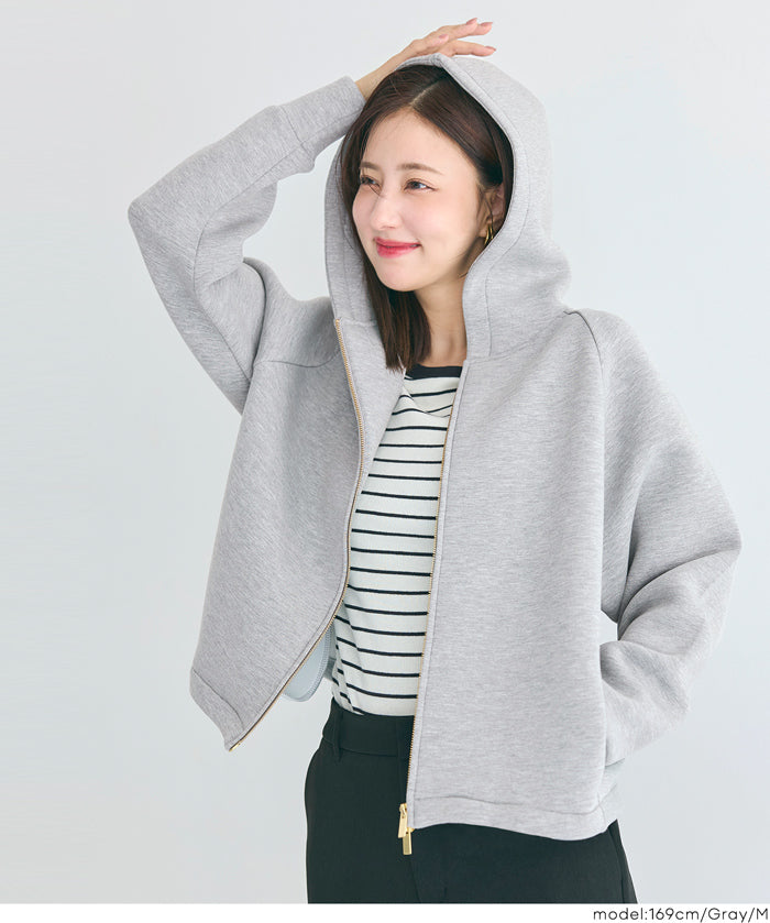 彈性太空棉拉鍊連帽外套