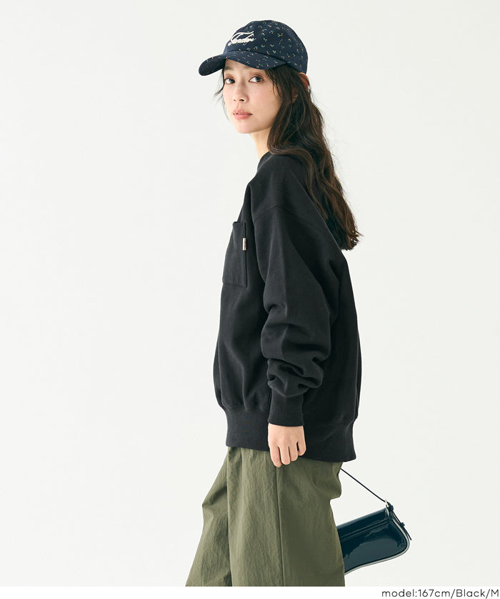 【重磅棉】磨毛胸前口袋長袖衛衣