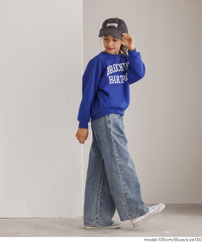 童裝插肩袖磨毛英字LOGO長袖衛衣 親子裝