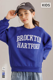 童裝插肩袖磨毛英字LOGO長袖衛衣 親子裝