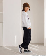 童裝插肩袖磨毛英字LOGO長袖衛衣 親子裝