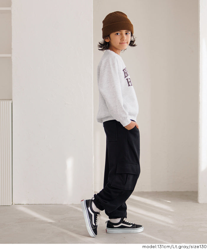 童裝插肩袖磨毛英字LOGO長袖衛衣 親子裝