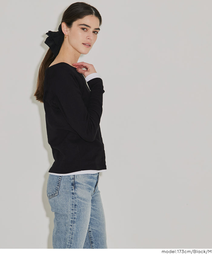 插肩袖船領長袖上衣