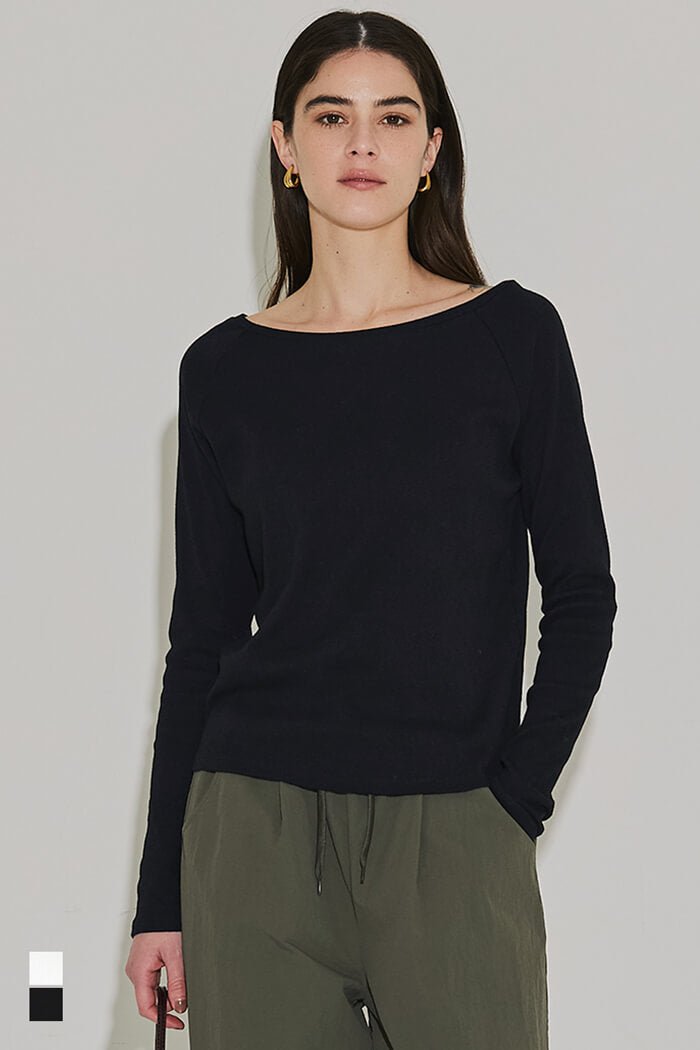 插肩袖船領長袖上衣