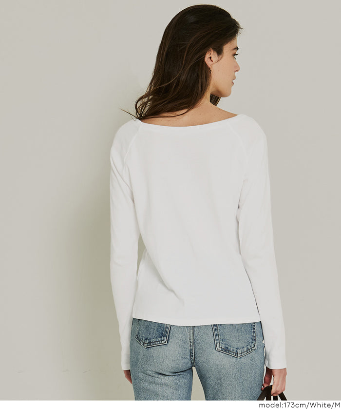 插肩袖船領長袖上衣