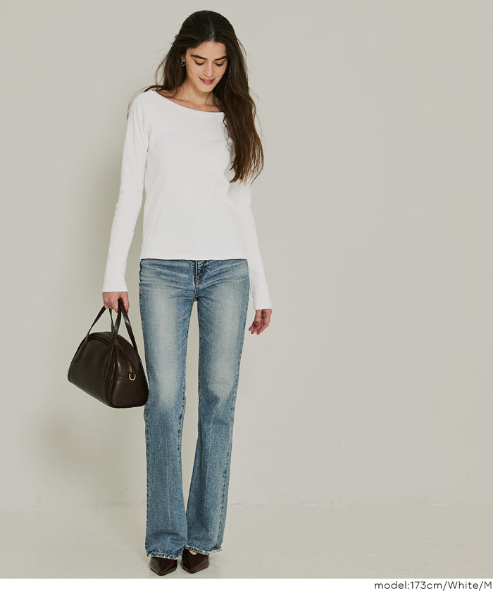 插肩袖船領長袖上衣