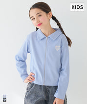 童裝愛心LOGO拉鍊螺紋長袖上衣