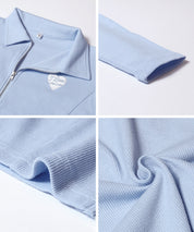 童裝愛心LOGO拉鍊螺紋長袖上衣