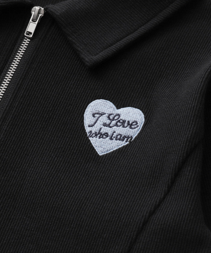 童裝愛心LOGO拉鍊螺紋長袖上衣