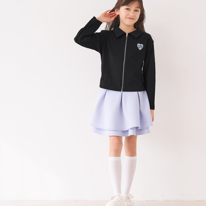 童裝愛心LOGO拉鍊螺紋長袖上衣