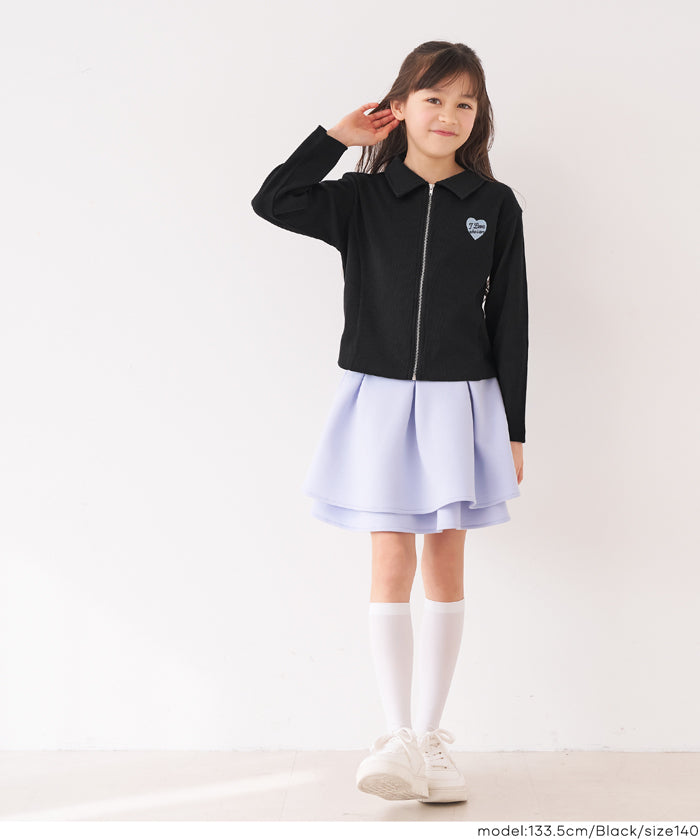 童裝愛心LOGO拉鍊螺紋長袖上衣