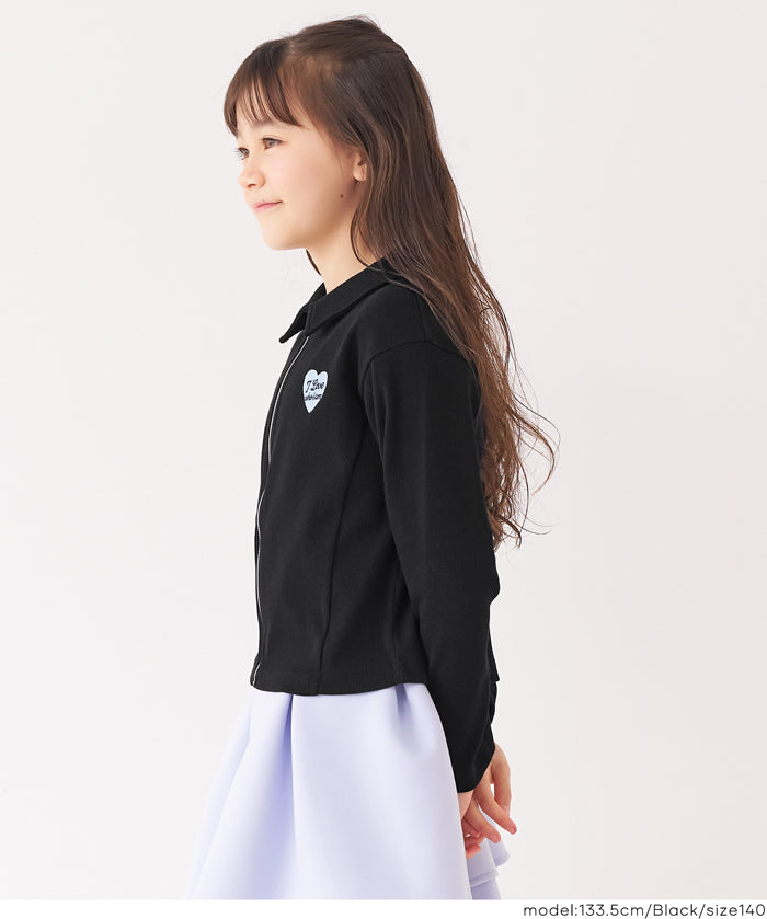 童裝愛心LOGO拉鍊螺紋長袖上衣