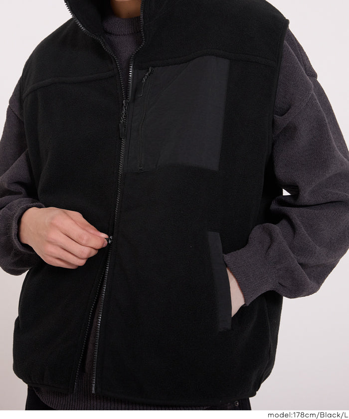 男裝雙面搖粒絨立領背心 男女通用