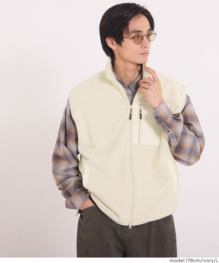 男裝雙面搖粒絨立領背心 男女通用