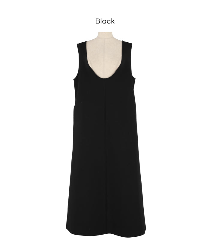 【柔軟太空棉】U領直筒背心連身裙