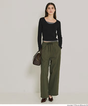 磨毛假兩件設計層次螺紋上衣