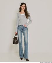 磨毛假兩件設計層次螺紋上衣